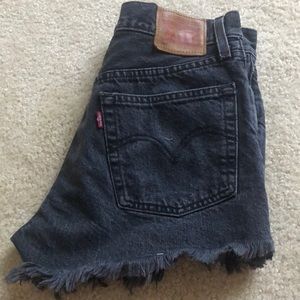 Levi’s 501 high waisted black shorts